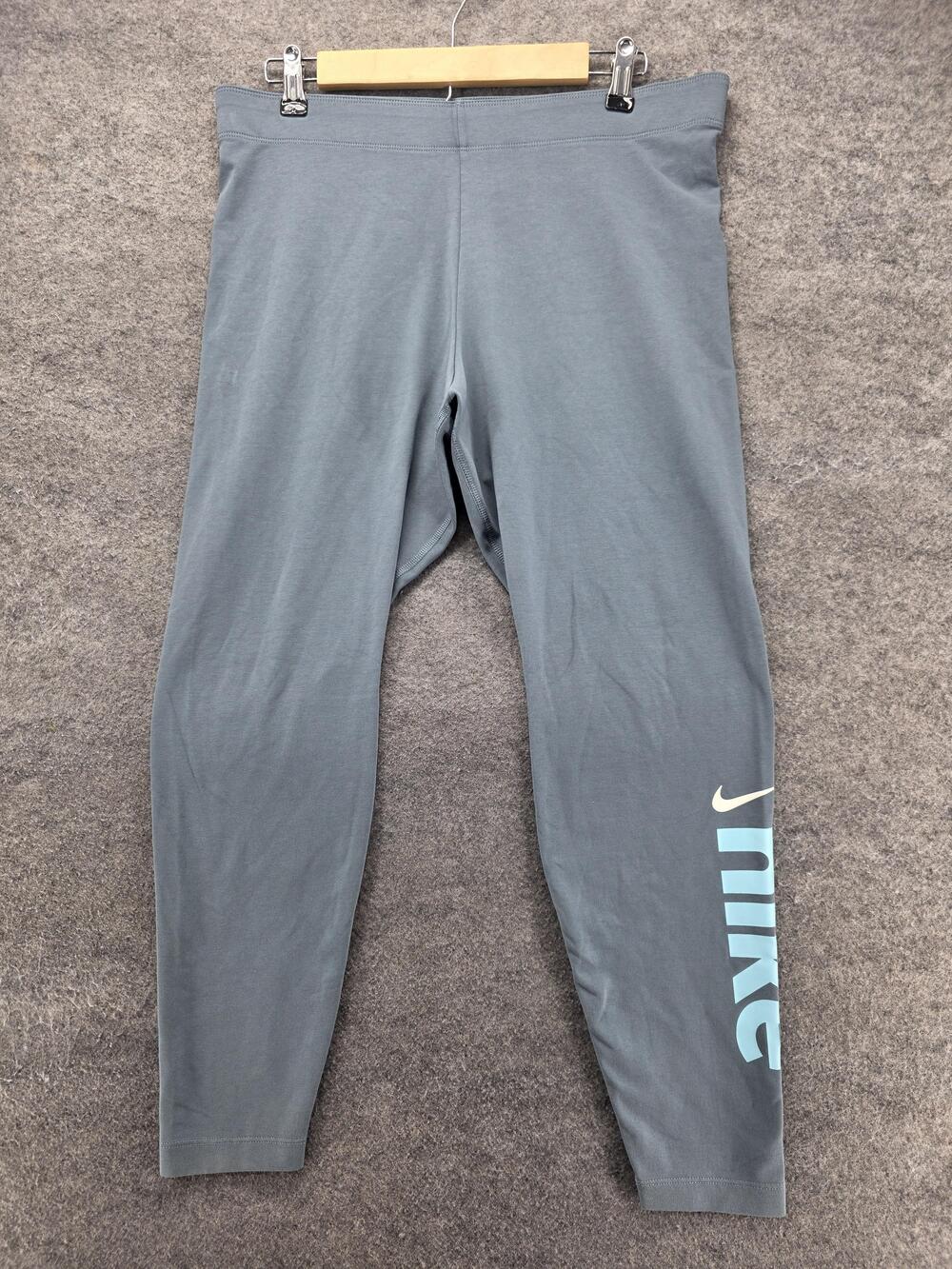 Nike Leggings Womens 1X Gray Ankle Cotton Polyester Spandex Elastic Waist